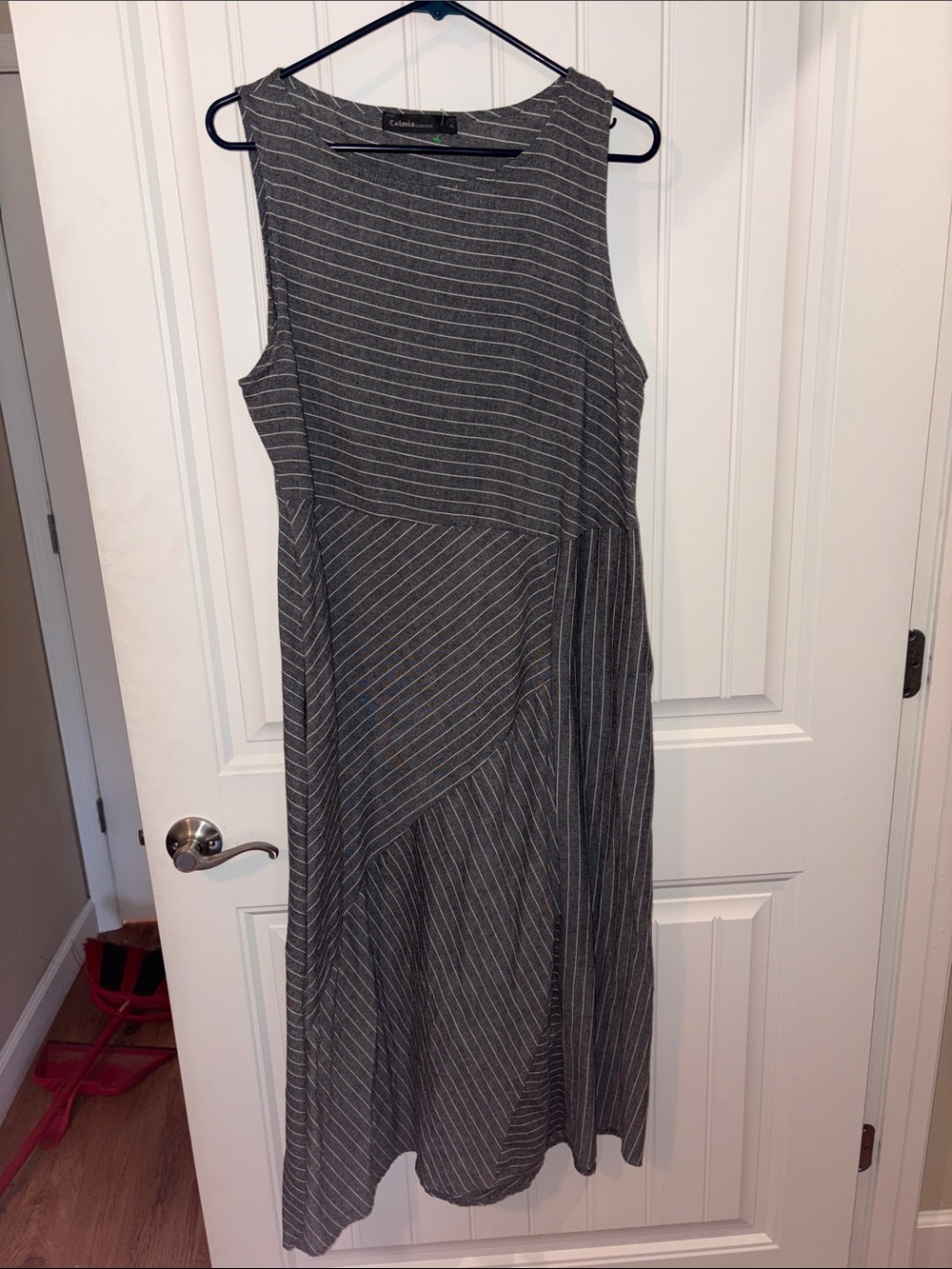 Columbia Gray Striped Sleeveless Midi Dress